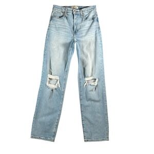 Madewell The Perfect Vintage Straight Jean Light Wash Distressed Size 26